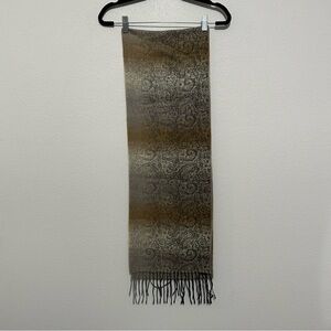 Cejon made in Italy tapestry woven bohemian ombre fringe scarf 11” X 66.6”